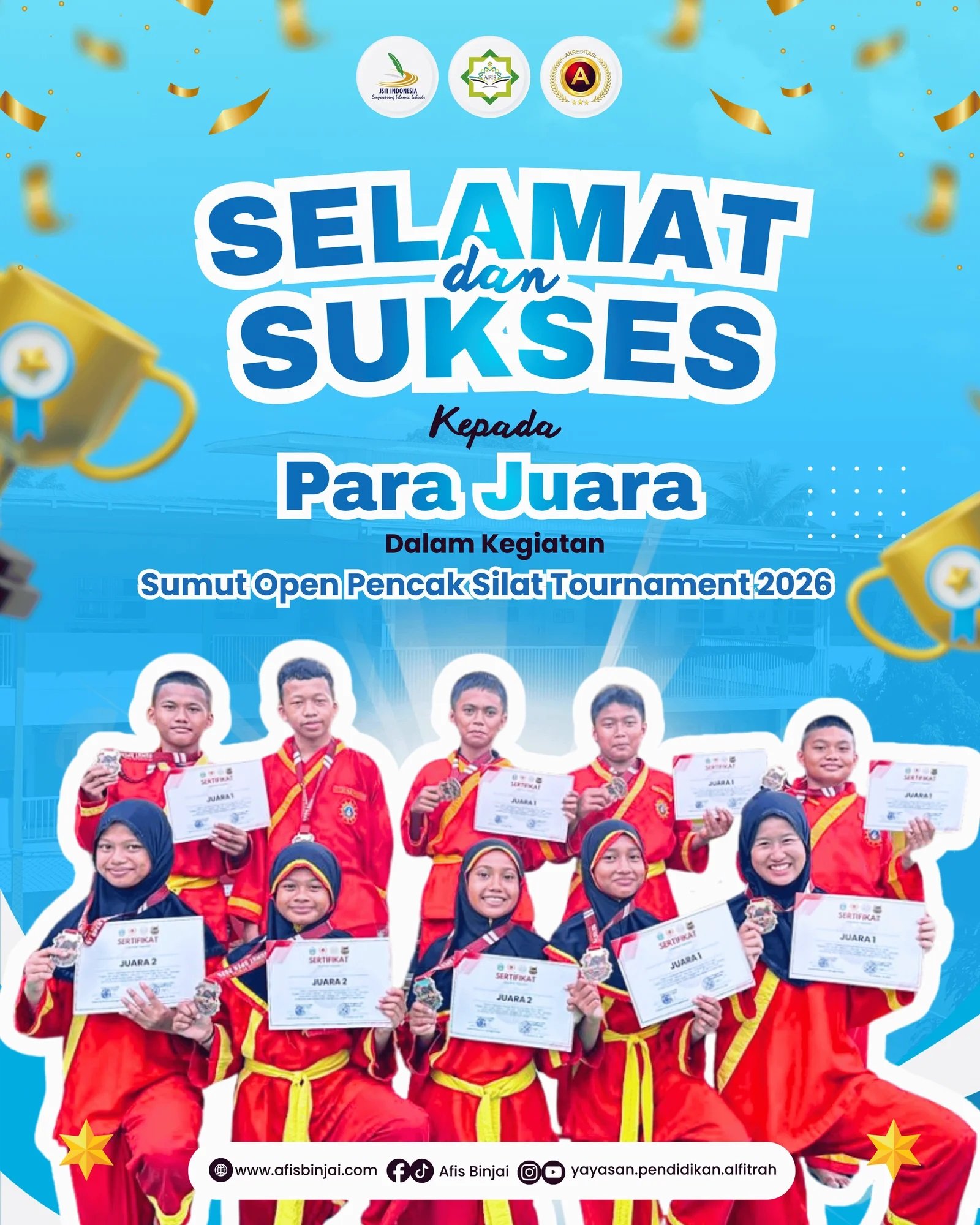 Al-Fitrah Islamic School Binjai Kembali Meraih Prestasi di Sumut Open Pencak Silat Tournament 2026